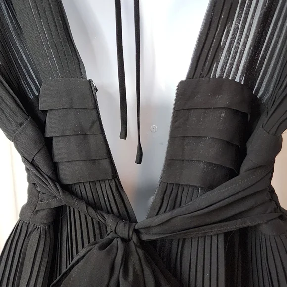 XXi Forever 21 dress cocktail black chiffon back zip & tie sleeveless sz sml - Picture 8 of 15